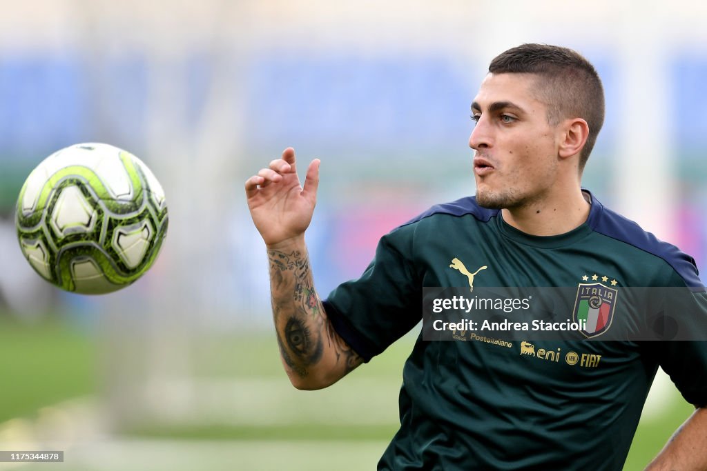 Midfielder Marco Verratti during the training of the italian...