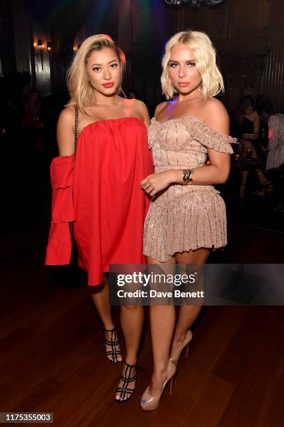 Kaz Crossley and Gabby Allen attend Chris Eubank Jr's surprise birthday party at Tramp on September 17, 2019 in London, England.