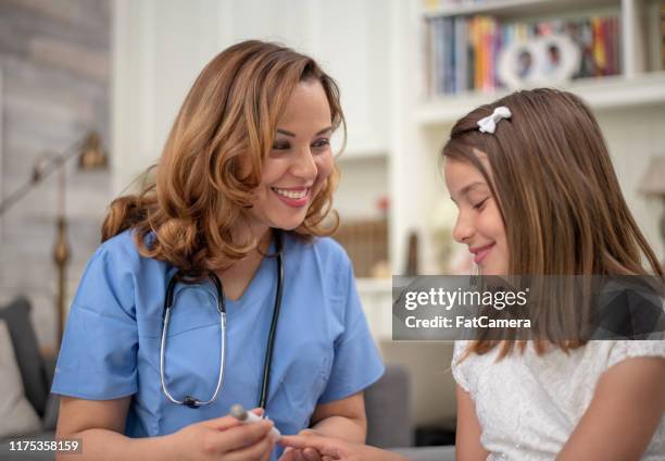 at home medical check up - child diabetes stock pictures, royalty-free photos & images