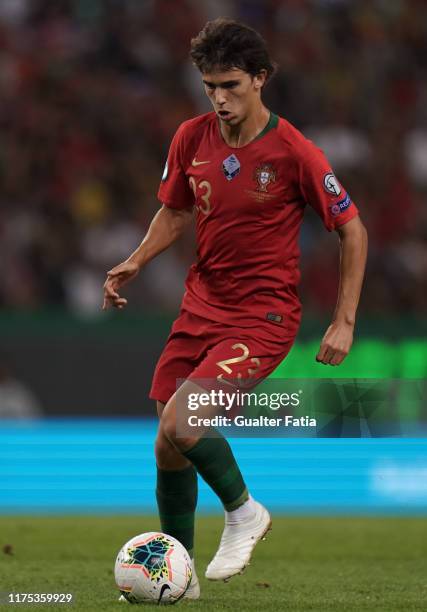 Joao Felix of Portugal and Atletico Madrid in action during the UEFA Euro 2020 Qualifier match between Portugal and Luxembourg at Estadio Jose...