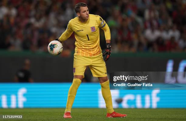 Anthony Moris of Luxembourg in action during the UEFA Euro 2020 Qualifier match between Portugal and Luxembourg at Estadio Jose Alvalade on October...