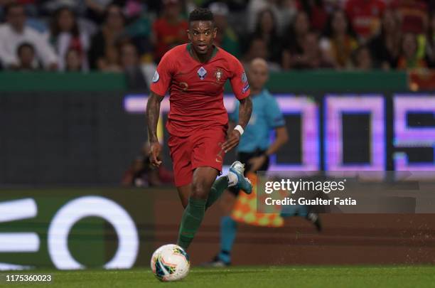 Nelson Semedo of Portugal and FC Barcelona in action during the UEFA Euro 2020 Qualifier match between Portugal and Luxembourg at Estadio Jose...