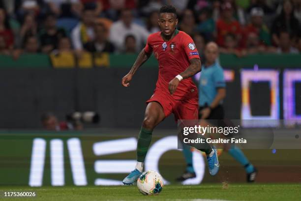 Nelson Semedo of Portugal and FC Barcelona in action during the UEFA Euro 2020 Qualifier match between Portugal and Luxembourg at Estadio Jose...