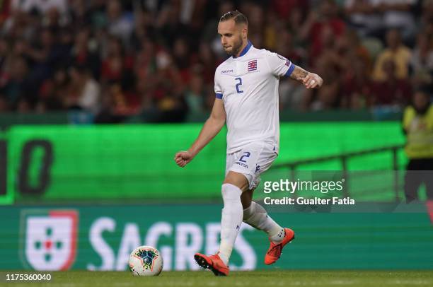 Maxime Chanot of Luxembourg in action during the UEFA Euro 2020 Qualifier match between Portugal and Luxembourg at Estadio Jose Alvalade on October...