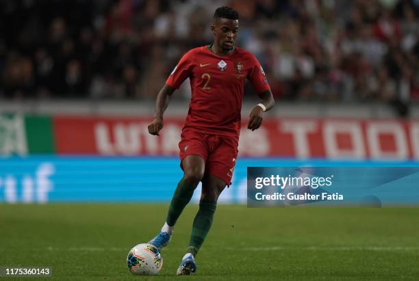 Nelson Semedo of Portugal and FC Barcelona in action during the UEFA Euro 2020 Qualifier match between Portugal and Luxembourg at Estadio Jose...