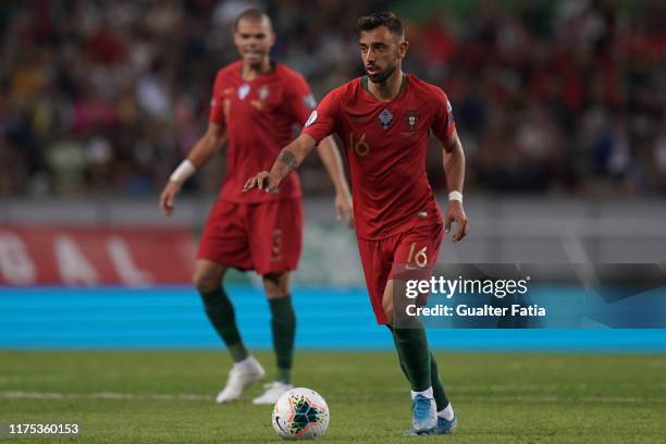 Bruno Fernandes of Portugal and Sporting CP in action during the UEFA Euro 2020 Qualifier match between Portugal and Luxembourg at Estadio Jose...