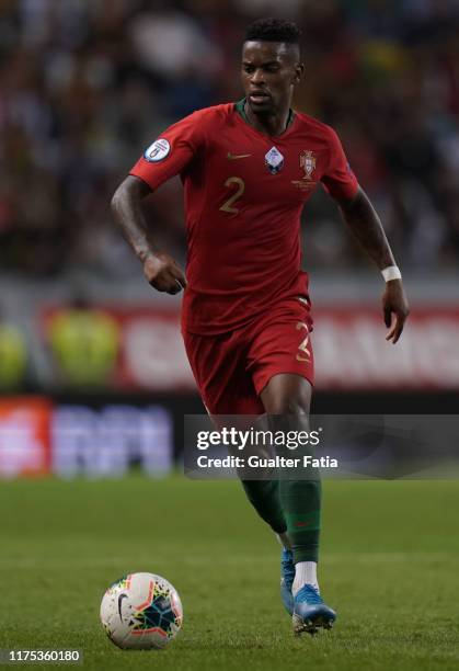 Nelson Semedo of Portugal and FC Barcelona in action during the UEFA Euro 2020 Qualifier match between Portugal and Luxembourg at Estadio Jose...