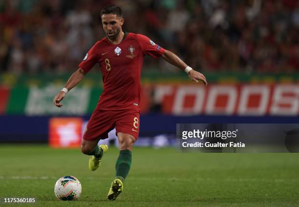 Joao Moutinho of Portugal in action during the UEFA Euro 2020 Qualifier match between Portugal and Luxembourg at Estadio Jose Alvalade on October 11,...