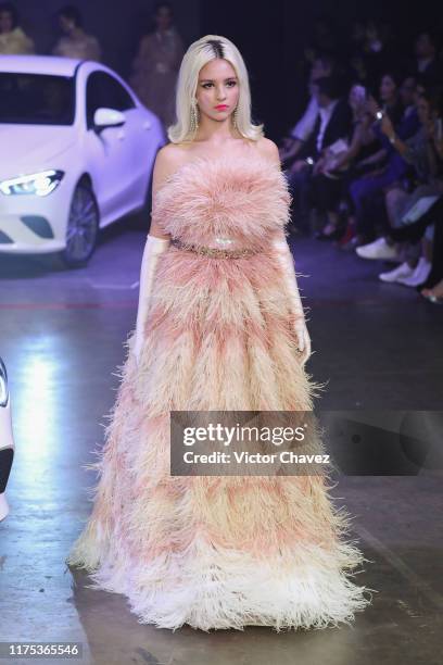 Model walks the runway during the Benitos Santos show as part of the Mercedez-Benz Fashion Week Mexico Spring/Summer 2020 - Day 5 at Fronton Mexico...