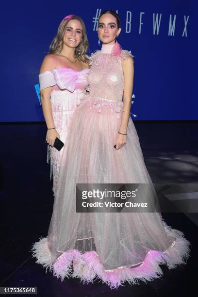 Fernanda Rangel and Raquel Chaves attend the Mercedez-Benz Fashion Week Mexico Spring/Summer 2020 - Day 5 at Fronton Mexico on October 11, 2019 in...