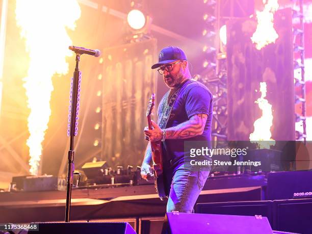 Singer Aaron Lewis of Staind performs on Day 1 of the 2019 Aftershock Music Festival at Discovery Park on October 11, 2019 in Sacramento, California.