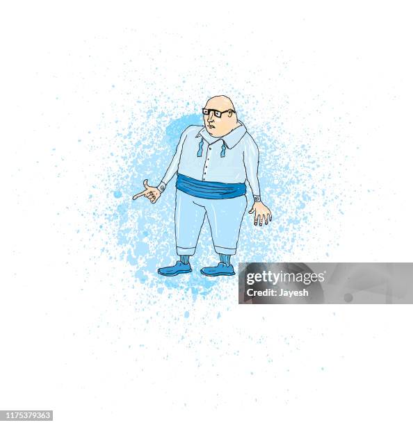 party animal bald guy in a baby blue tuxedo - bizarre fashion stock illustrations