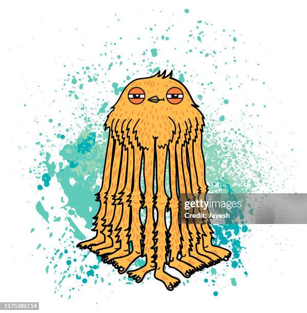 weird furry alien creature with many legs - animal hair stock illustrations