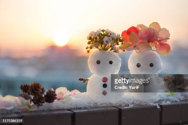 two snow girls - japan winter stock pictures, royalty-free photos & images