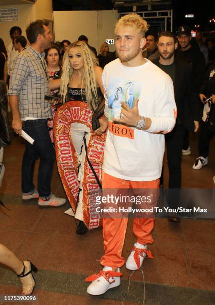 Tana Mongeau and Jake Paul are seen on October 11, 2019 at Los Angeles.
