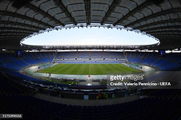 General view of the Stadio Olimpico ahead the UEFA Euro 2020 qualifier between Italy and Greece on October 12, 2019 in Rome, Italy.