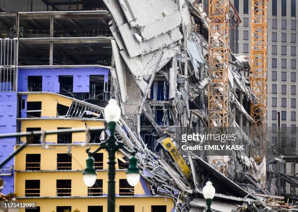 The Hard Rock Hotel partially collapsed onto Canal Street downtown New Orleans, Louisiana on October 12, 2019. One person died and at least 18 others...