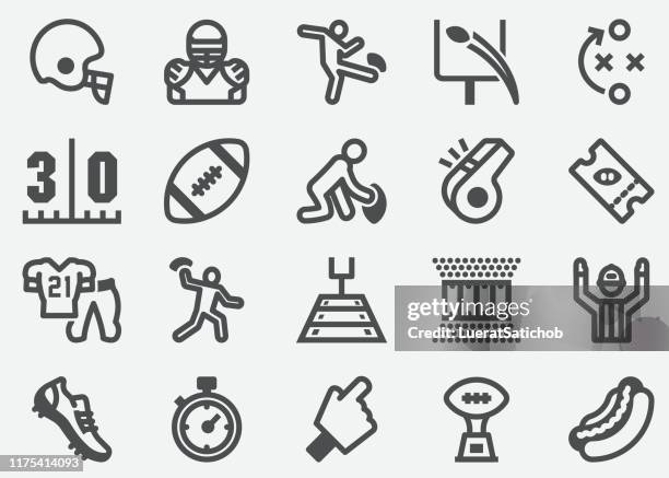 illustrazioni stock, clip art, cartoni animati e icone di tendenza di icone degli sport di football americano - afl ball