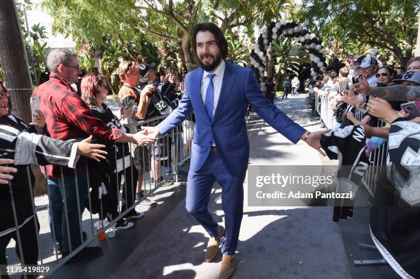 Drew Doughty of the Los Angeles Kings arrives before the Los Angeles Kings game against the Nashville Predators at STAPLES Center on October 12, 2019...