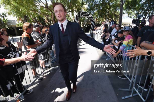 Austin Wagner of the Los Angeles Kings arrives before the Los Angeles Kings game against the Nashville Predators at STAPLES Center on October 12,...