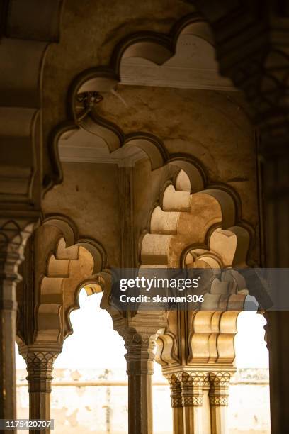 beautiful architecture  mughal empire at agra fort near agra india - jama masjid agra stock-fotos und bilder