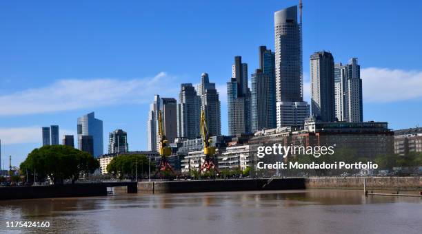 Panorama of Puerto Madero, a district of Buenoas Aires occupying a portion of the RÌo de la Plata riverbank and representing the latest architectural...