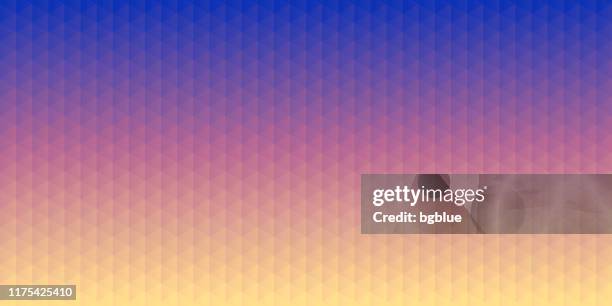abstract geometric background - mosaic with triangle patterns - purple gradient - blue yellow background stock illustrations