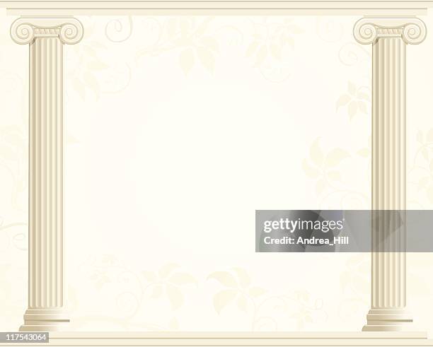 column border with ivy background - classical greek style stock illustrations