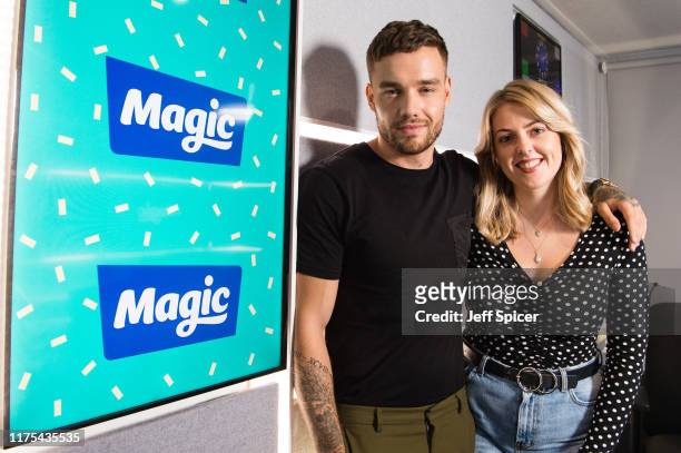 Liam Payne, pictured with Brogan Hubber, visits the Magic Radio on September 03, 2019 in London, England.