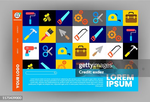 Modern Tools Website Template Design High-Res Vector Graphic - Getty Images