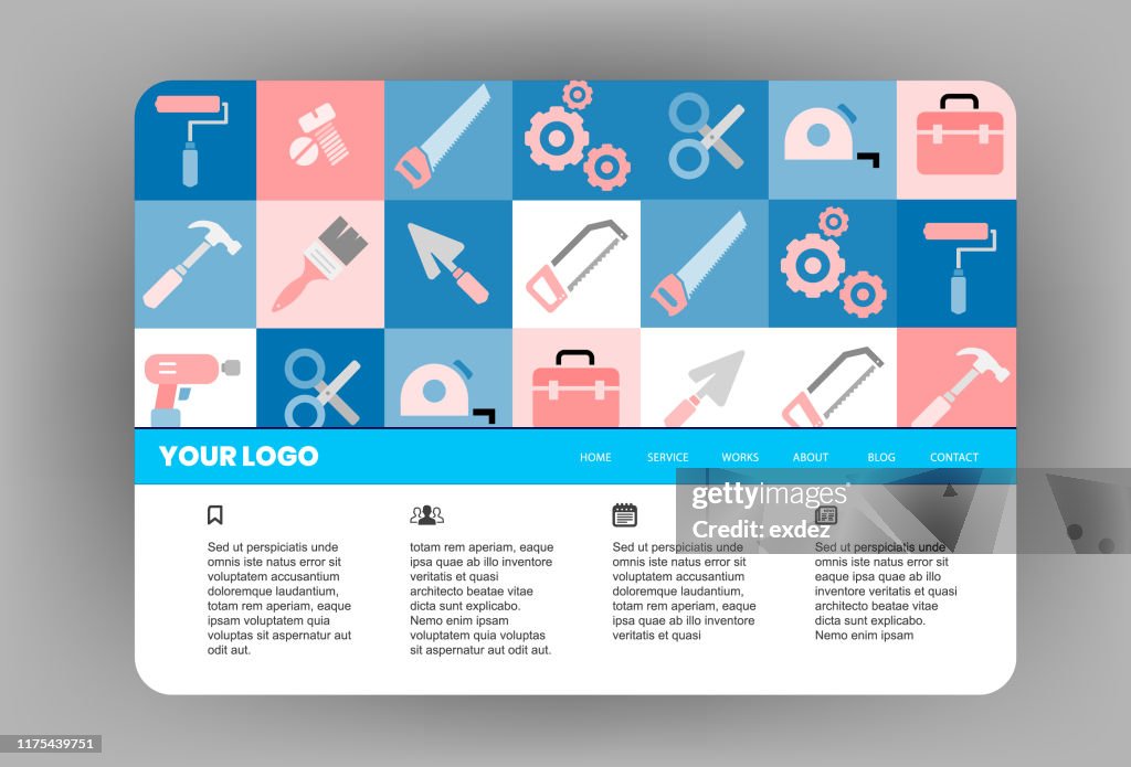Html Tools Template Modern Tools Website Template Design High-Res Vector Graphic - Getty Images
