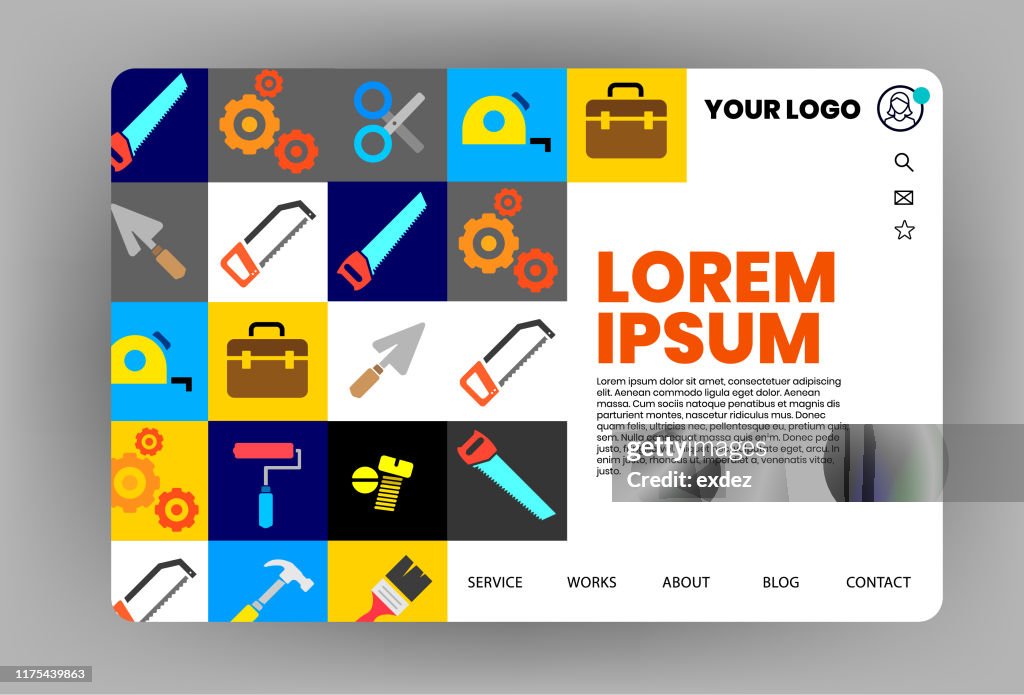 Modern Tools Website Template Design High-Res Vector Graphic - Getty Images