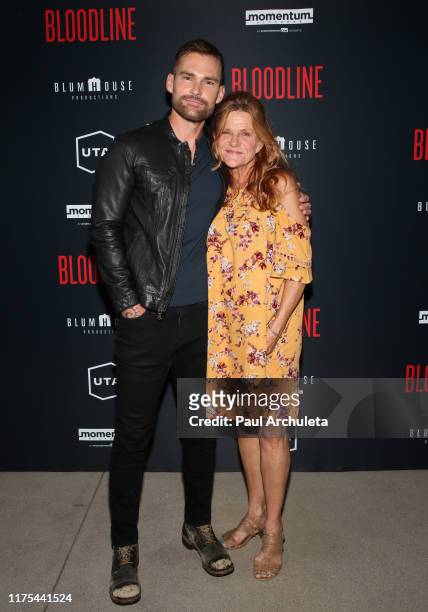 Actors Seann William Scott and Dale Dickey attend the premiere of "Bloodline" at UTA on September 17, 2019 in Beverly Hills, California.