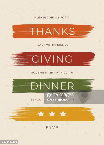 thanksgiving dinner invitation template. - traditional festival stock illustrations