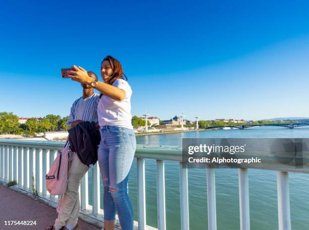 view from pont guillotiere, lyon, france - digital summr in lyon stock pictures, royalty-free photos & images