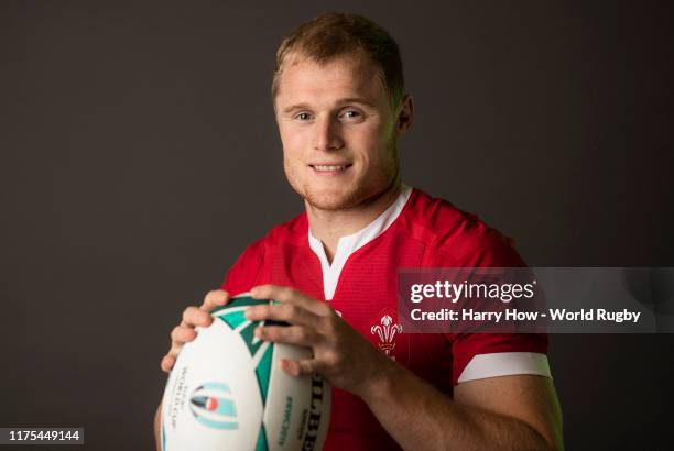 Aled Davies of Wales poses for a portrait during the Wales Rugby World Cup 2019 squad photo call on on September 17, 2019 in Kitakyushu, Fukuoka,...