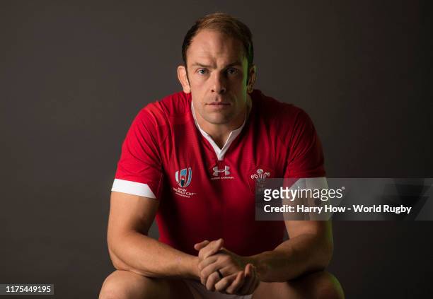Alun Wyn Jones of Wales poses for a portrait during the Wales Rugby World Cup 2019 squad photo call on on September 17, 2019 in Kitakyushu, Fukuoka,...