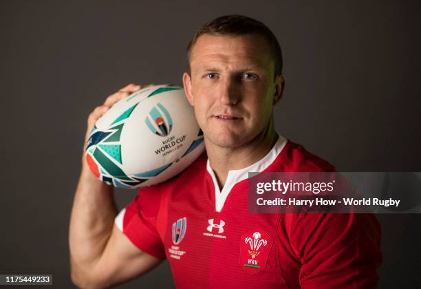 Hadleigh Parkes of Wales poses for a portrait during the Wales Rugby World Cup 2019 squad photo call on on September 17, 2019 in Kitakyushu, Fukuoka,...