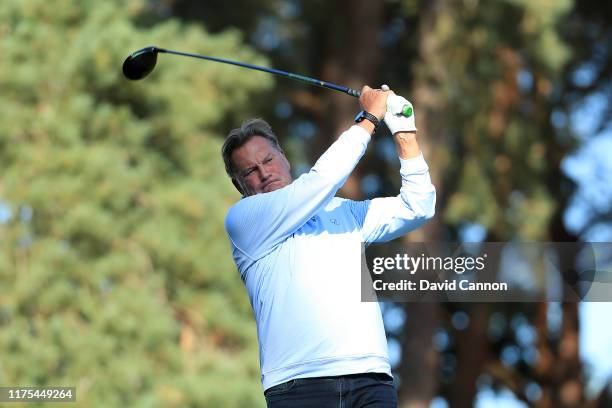 Glenn Hoddle plays a shot during the BMW PGA Championship Pro-Am at Wentworth Golf Club on September 18, 2019 in Virginia Water, United Kingdom.