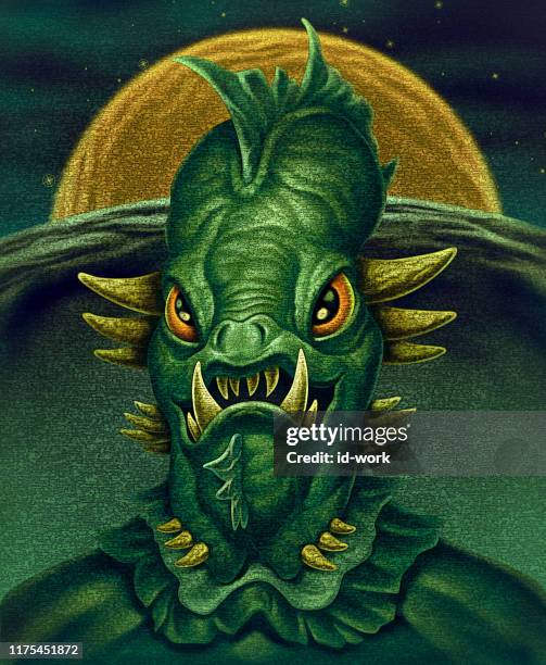 green alien head - stranger stock illustrations