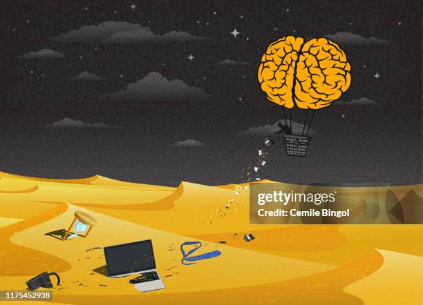 gehirn heißluftballon - abfluss stock-grafiken, -clipart, -cartoons und -symbole