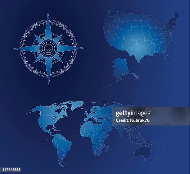 Compas Map Solid Set Of Maps With A Compas High-Res Vector Graphic - Getty Images