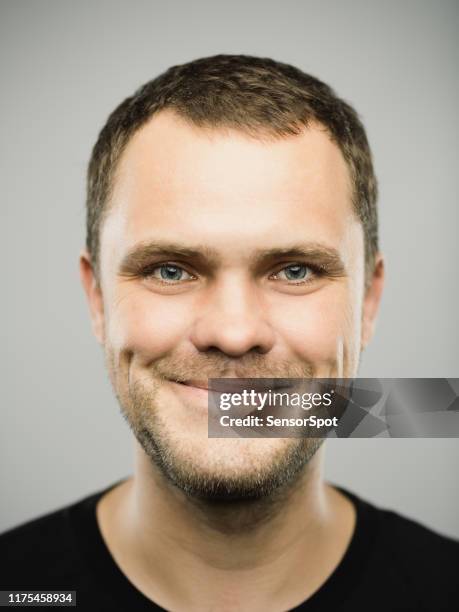 portrait of real caucasian man with happy expression - photo booth picture stock pictures, royalty-free photos & images