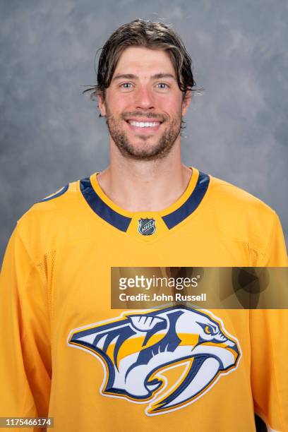 Craig Smith of the Nashville Predators poses for his official headshot for the 2019-2020 season on September 12, 2019 at Bridgestone Arena in...