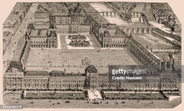 stockillustraties, clipart, cartoons en iconen met tuileries palace, parijs, frankrijk - tuilerieën tuin