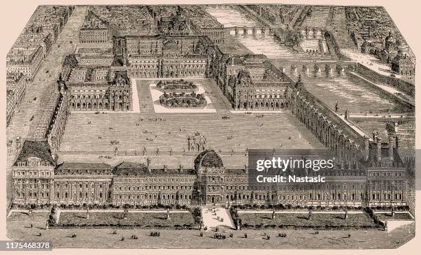 tuileries palace, paris, france - jardin des tuileries stock illustrations