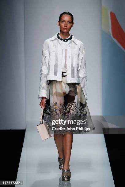 Model walks the runway at the Maryling show during the Milan Fashion Week Spring/Summer 2020 on September 18, 2019 in Milan, Italy.