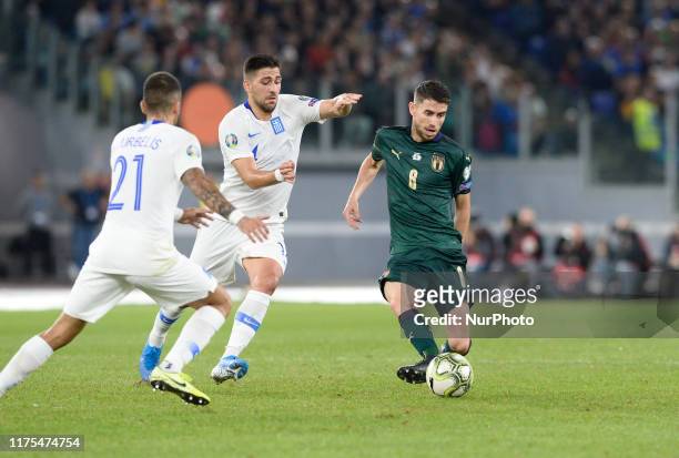Jorginho during the UEFA Euro 2020 qualifier between Italy and Greece on October 12, 2019 in Rome, Italy.