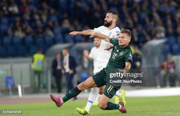 Ciro Immobile during the UEFA Euro 2020 qualifier between Italy and Greece on October 12, 2019 in Rome, Italy.