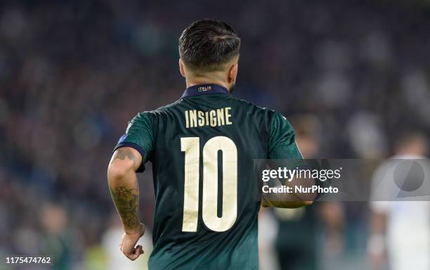 Lorenzo Insigne during the UEFA Euro 2020 qualifier between Italy and Greece on October 12, 2019 in Rome, Italy.